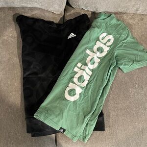 adidas Black Hoodie with Mint Green Logo Tee Set